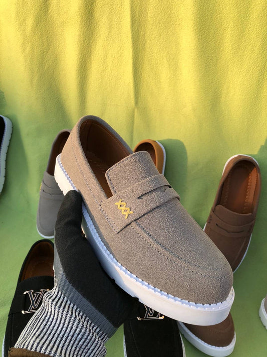 Premium Suede Loafers Gray (Medicated Sole)