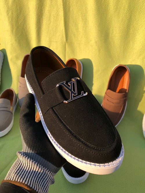 Premium LV Suede Loafers Black (Medicated Sole)