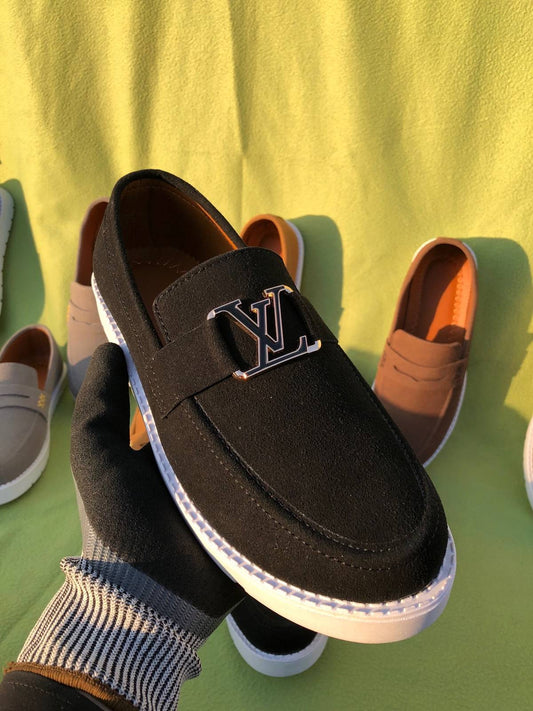 Premium LV Suede Loafers Black (Medicated Sole)