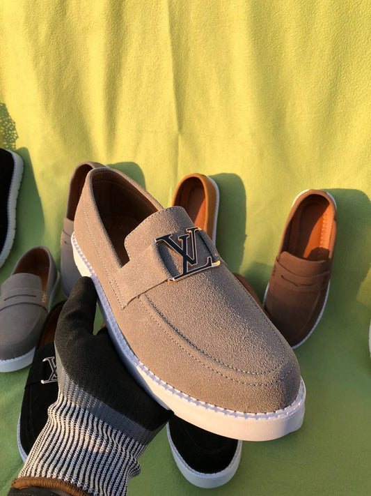 Premium LV Suede Loafers Gray (Medicated Sole)