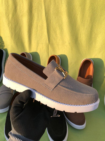Premium LV Suede Loafers Gray (Medicated Sole)