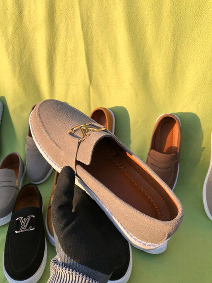 Premium LV Suede Loafers Gray (Medicated Sole)
