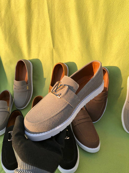Premium LV Suede Loafers Gray (Medicated Sole)